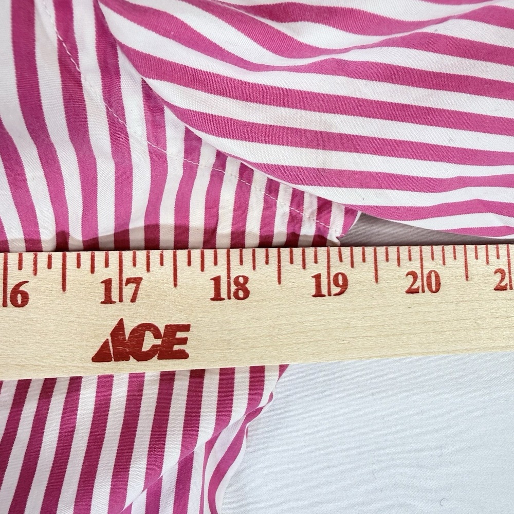 Ralph Lauren Sport Shirt Women 10 Pink White Stripe Elbow Sleeve Pony Preppy EUC - Picture 7 of 9